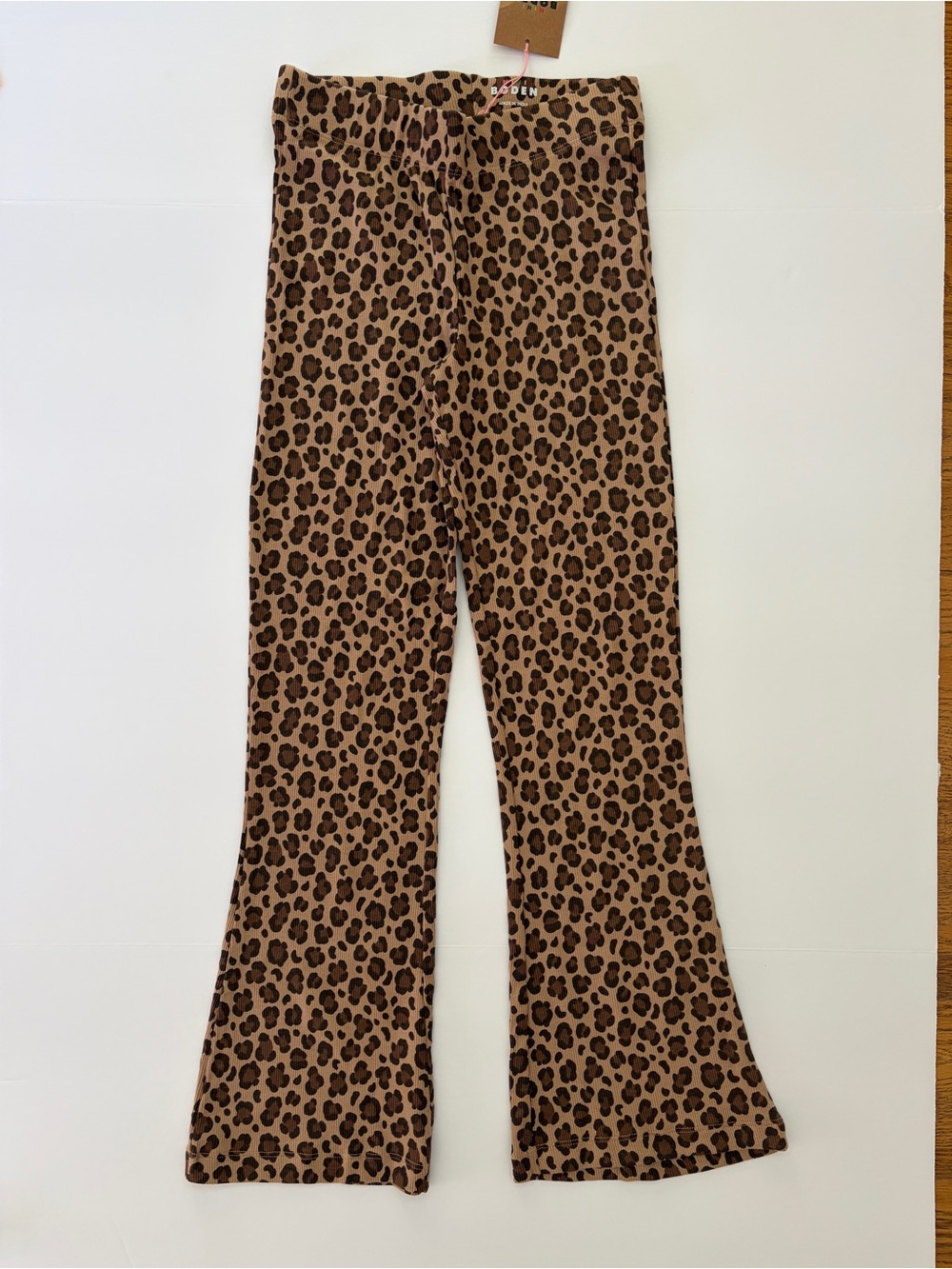 Mini Boden cheetah animal print ribbed flare leggings 9-10